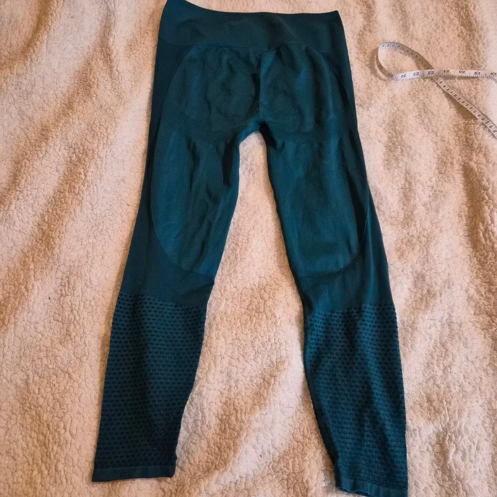 Seamless High Waisted Mesh Detail Athletic Leggings Teal Green Yoga Pant gymwear
